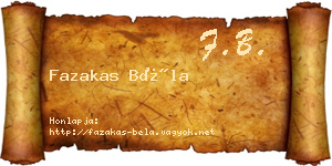 Fazakas Béla névjegykártya