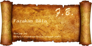 Fazakas Béla névjegykártya