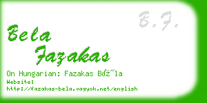 bela fazakas business card